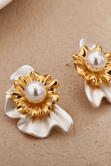 Two Tone Floral Stud Earrings