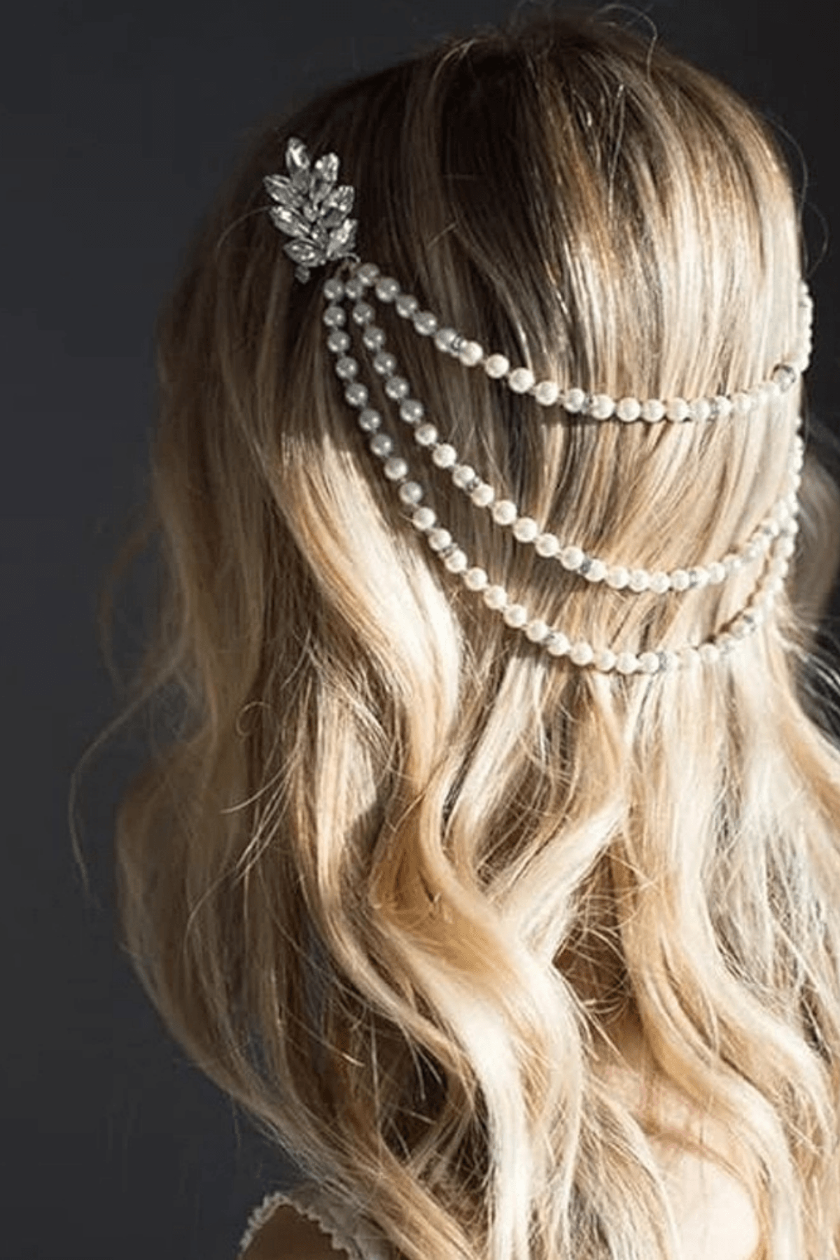 Crystal Leaf Clip Layered Drape Headpiece