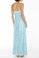 Lace Sequin Backless Maxi Dress in Blue