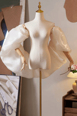 White Organza Voluminous Puff Sleeve Shawl