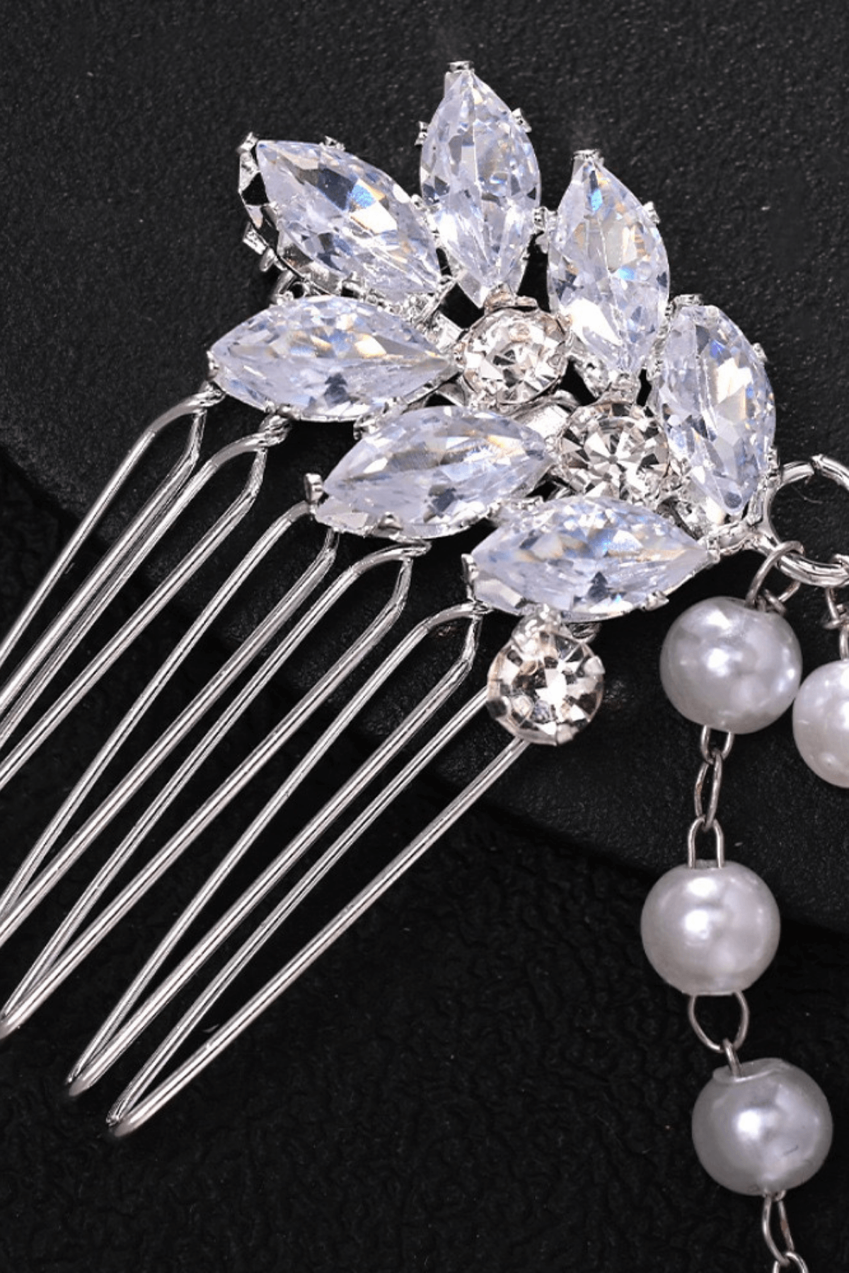 Crystal Leaf Clip Layered Drape Headpiece