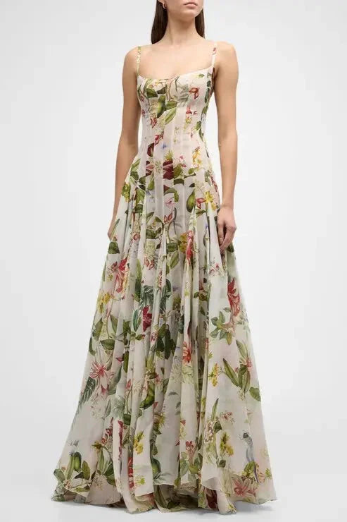 Floral Print Fauna Gazar Gown