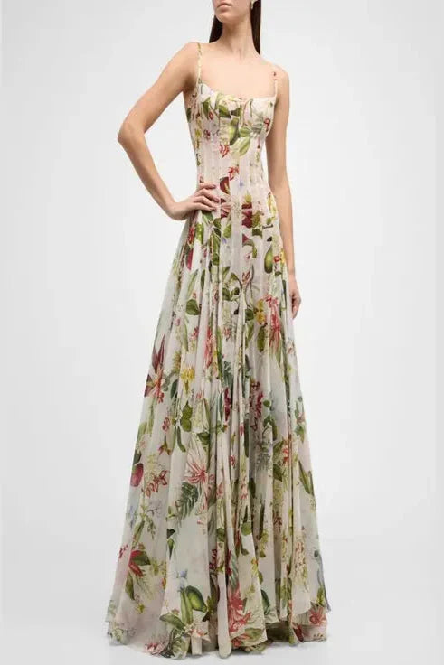 Floral Print Fauna Gazar Gown