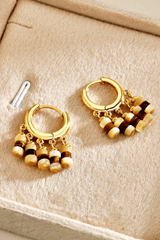 Gold Huggie Shell Bead Earrings