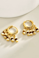 Gold Huggie Shell Bead Earrings
