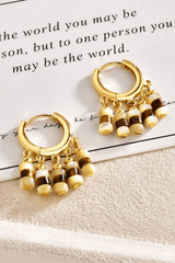 Gold Huggie Shell Bead Earrings
