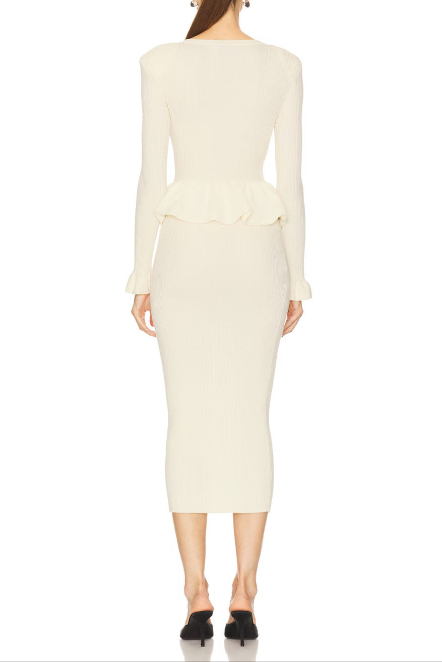 Knit Midi Dress in Beige