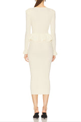Knit Midi Dress in Beige