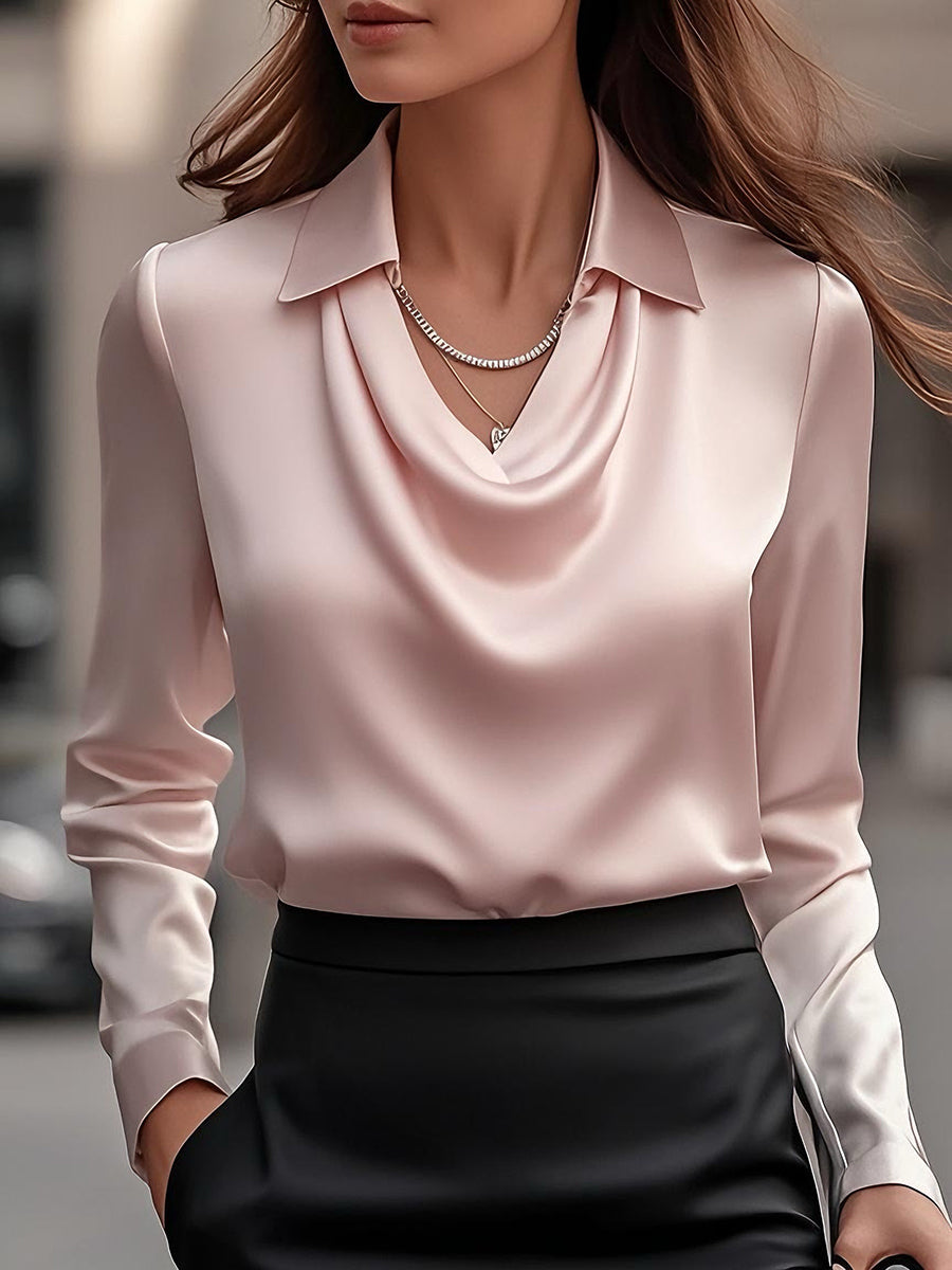 White Satin BlouSequin with Neckline
