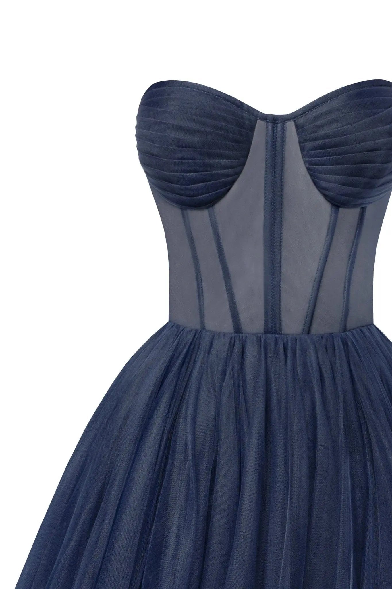 Navy Puffy Midi Dress