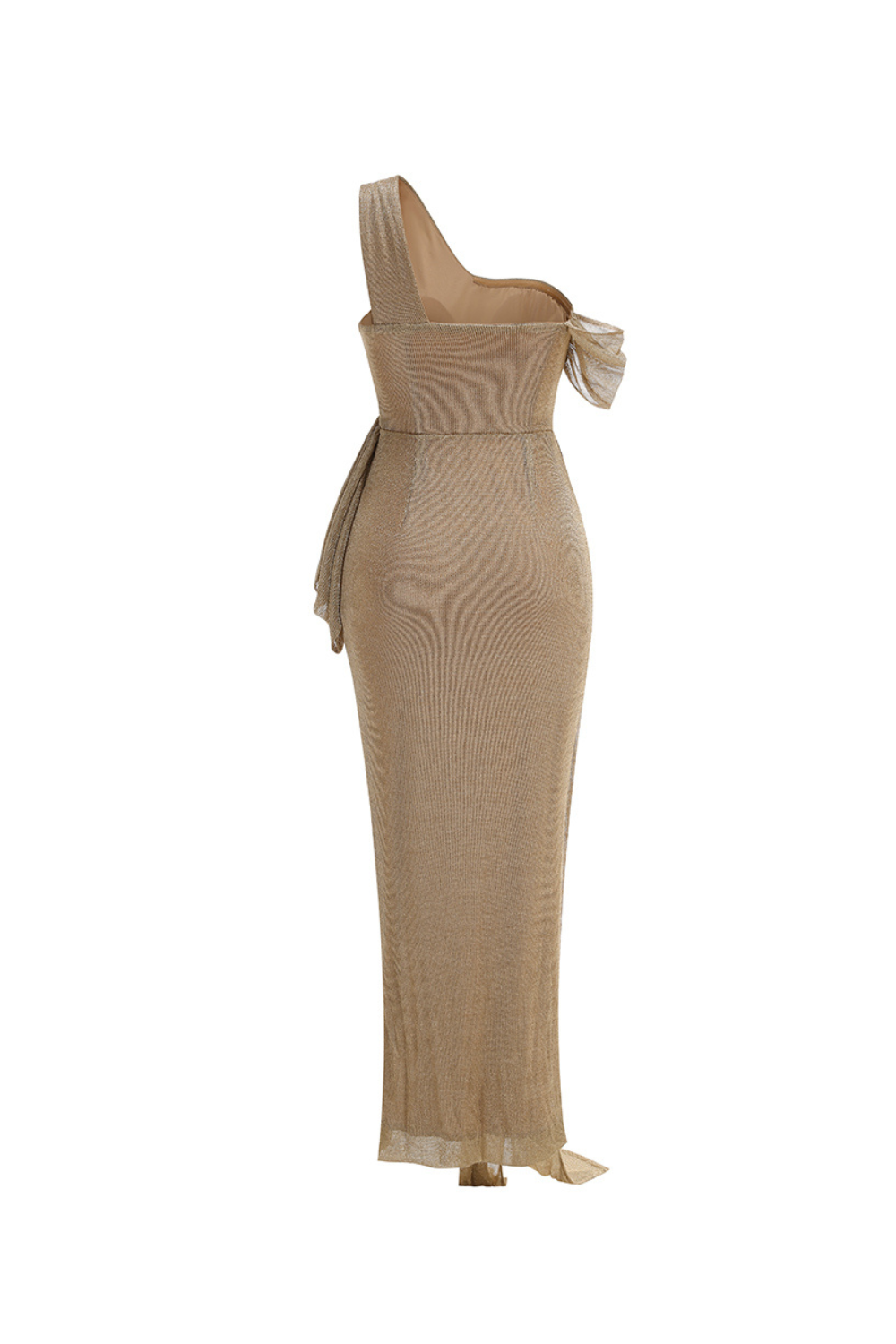 One-Shoulder Bodycon Maxi Dress in Khaki