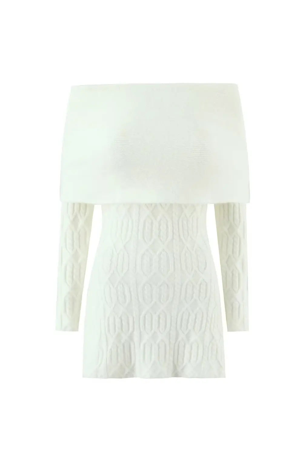Off Shoulder Knit Mini Dress - White