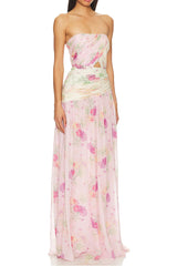 Pintil Strapless Floral Maxi Dress in Multi