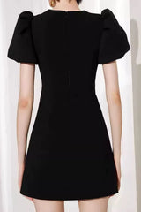 Puff Sleeve Mini Dress in Black