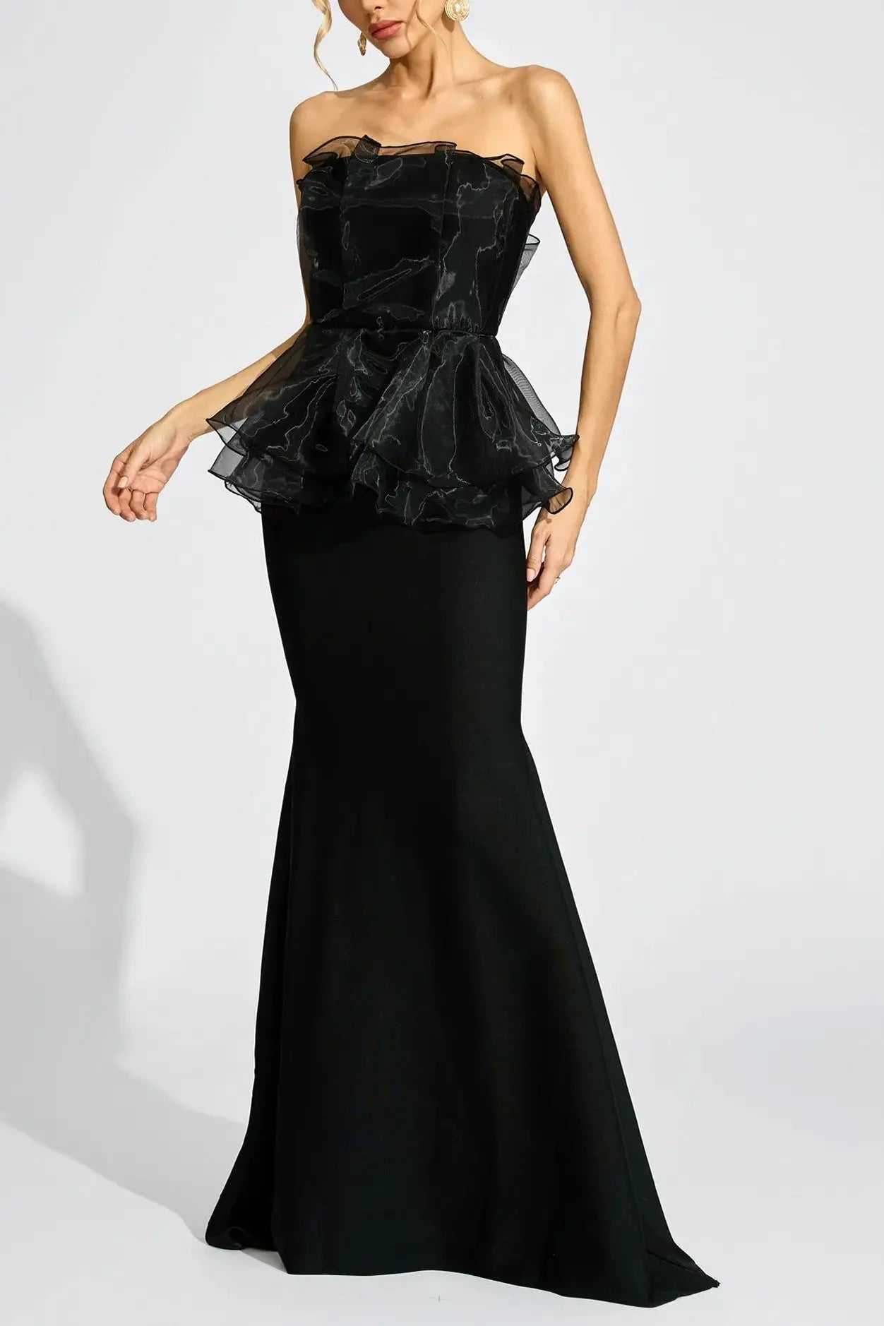 Black Peplum Maxi Dress