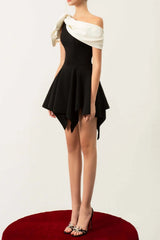 One Shoulder Mini Dress In Black