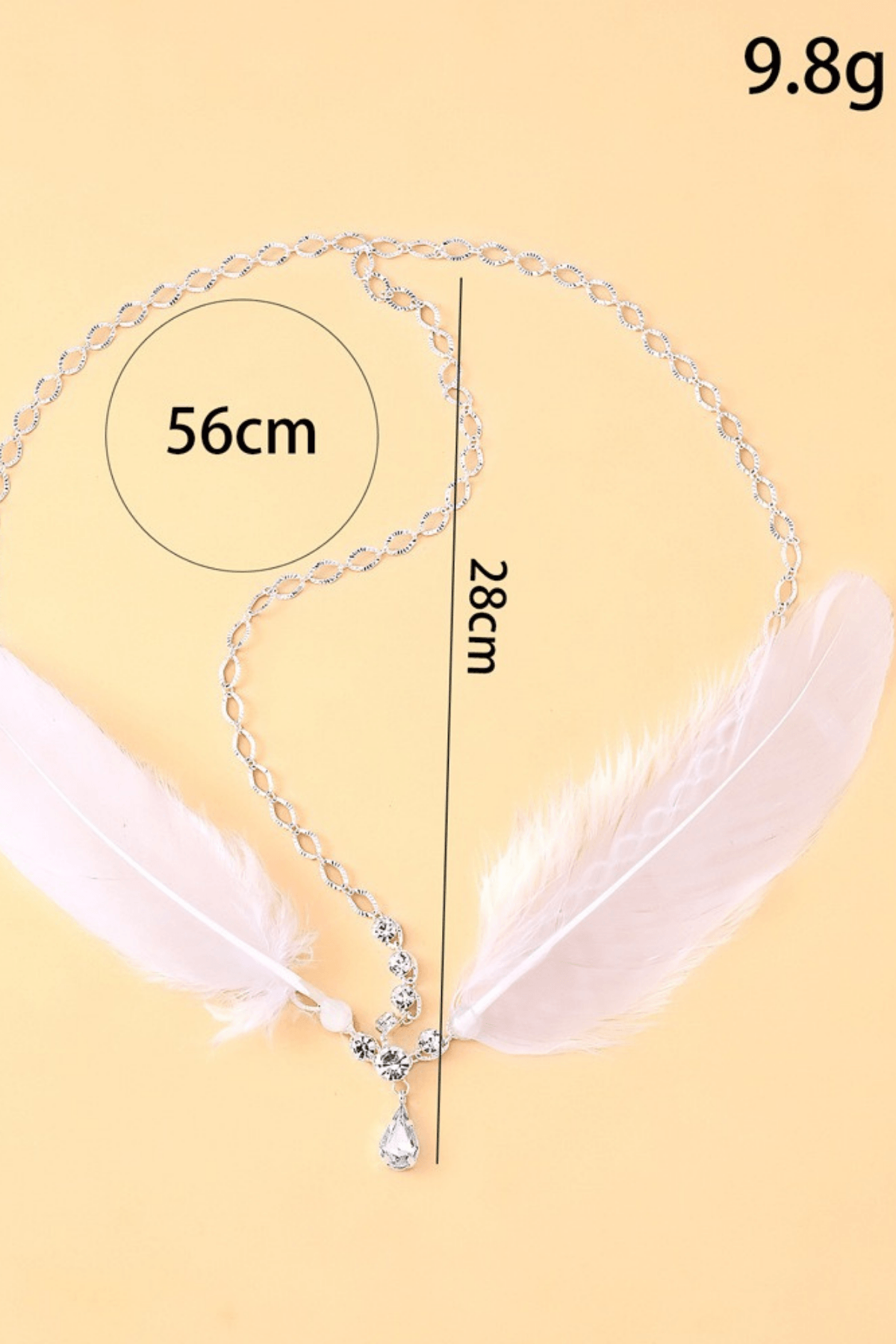 Boho White Feather Crystal Forehead Head Chain