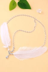 Boho White Feather Crystal Forehead Head Chain