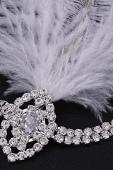 Flapper Rhinestone Feather Forehead Headband