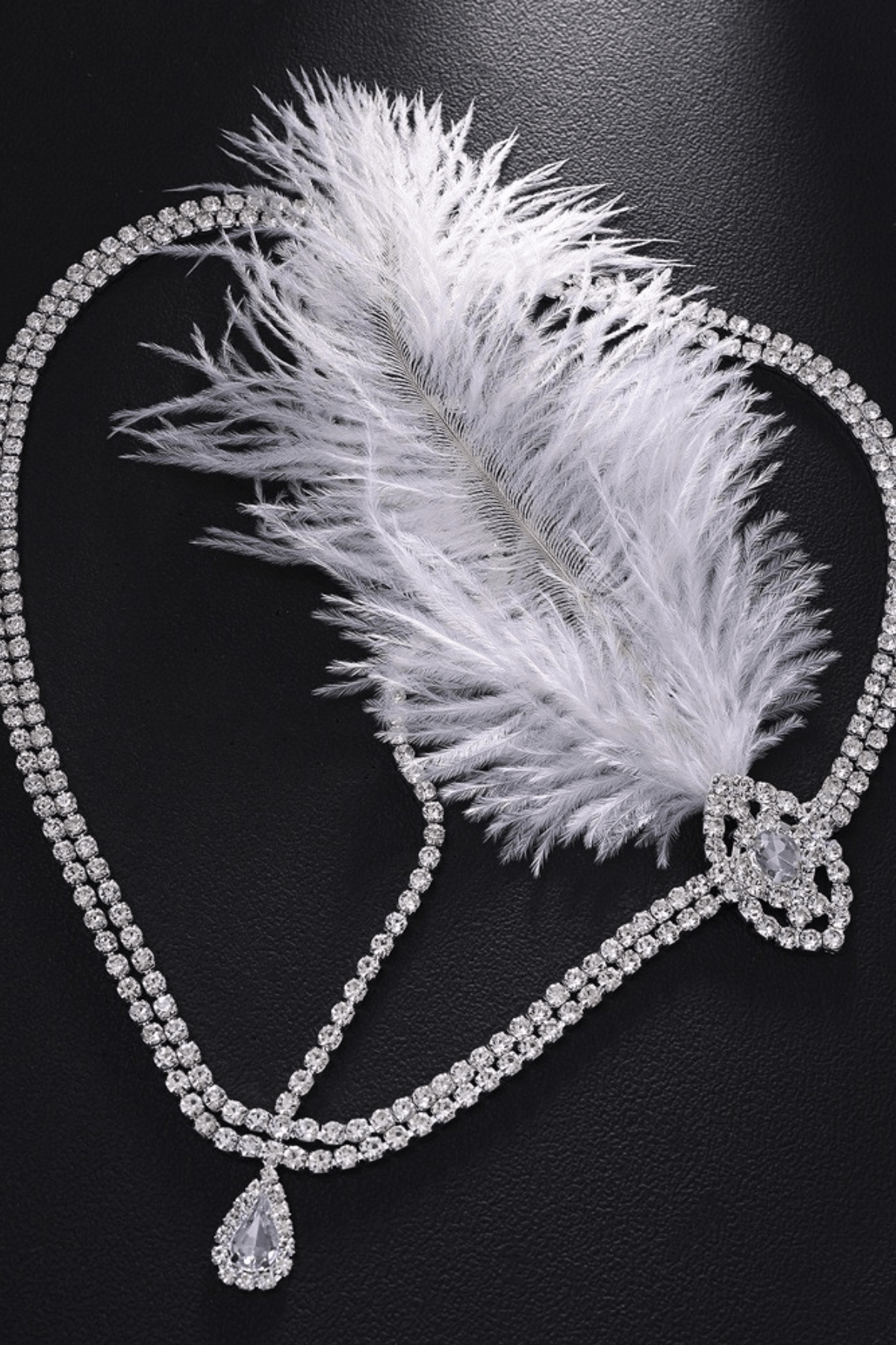 Flapper Rhinestone Feather Forehead Headband