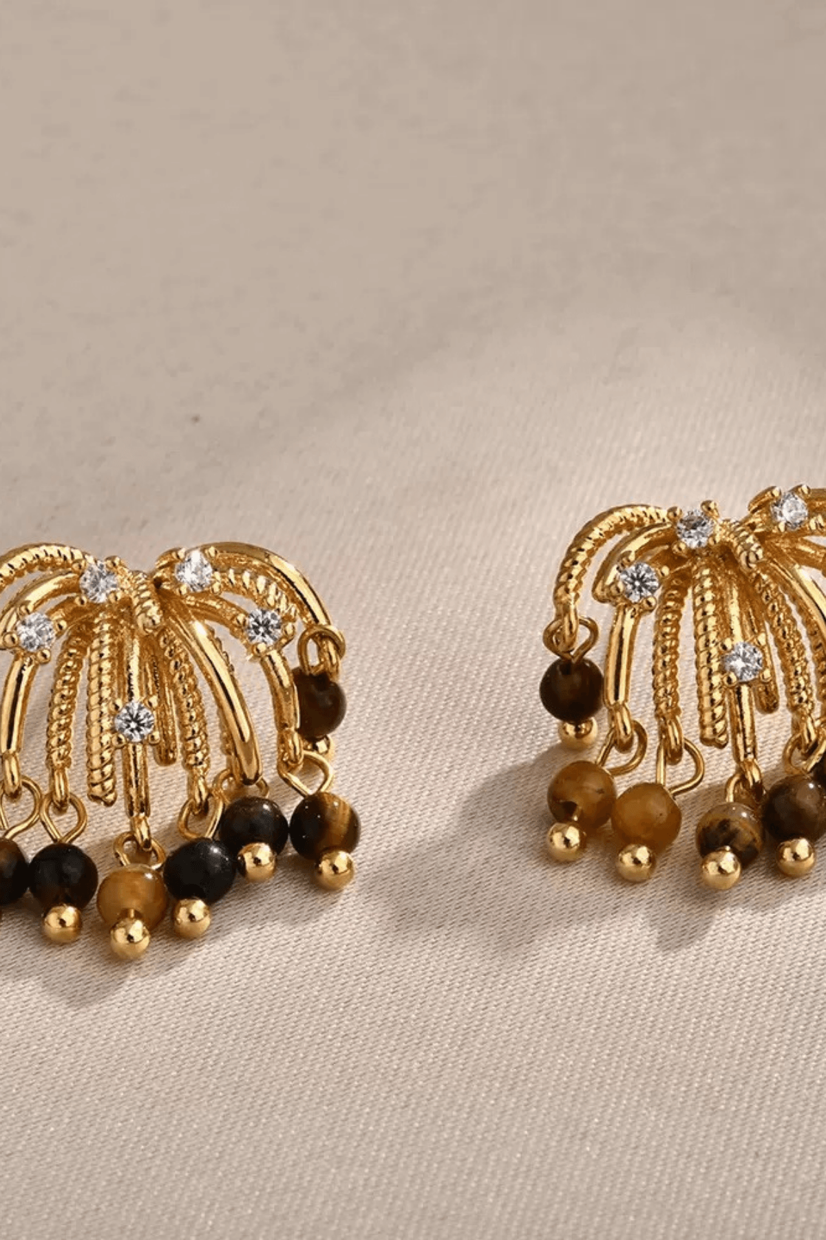 Gold Tiger Eye Crystal Earrings