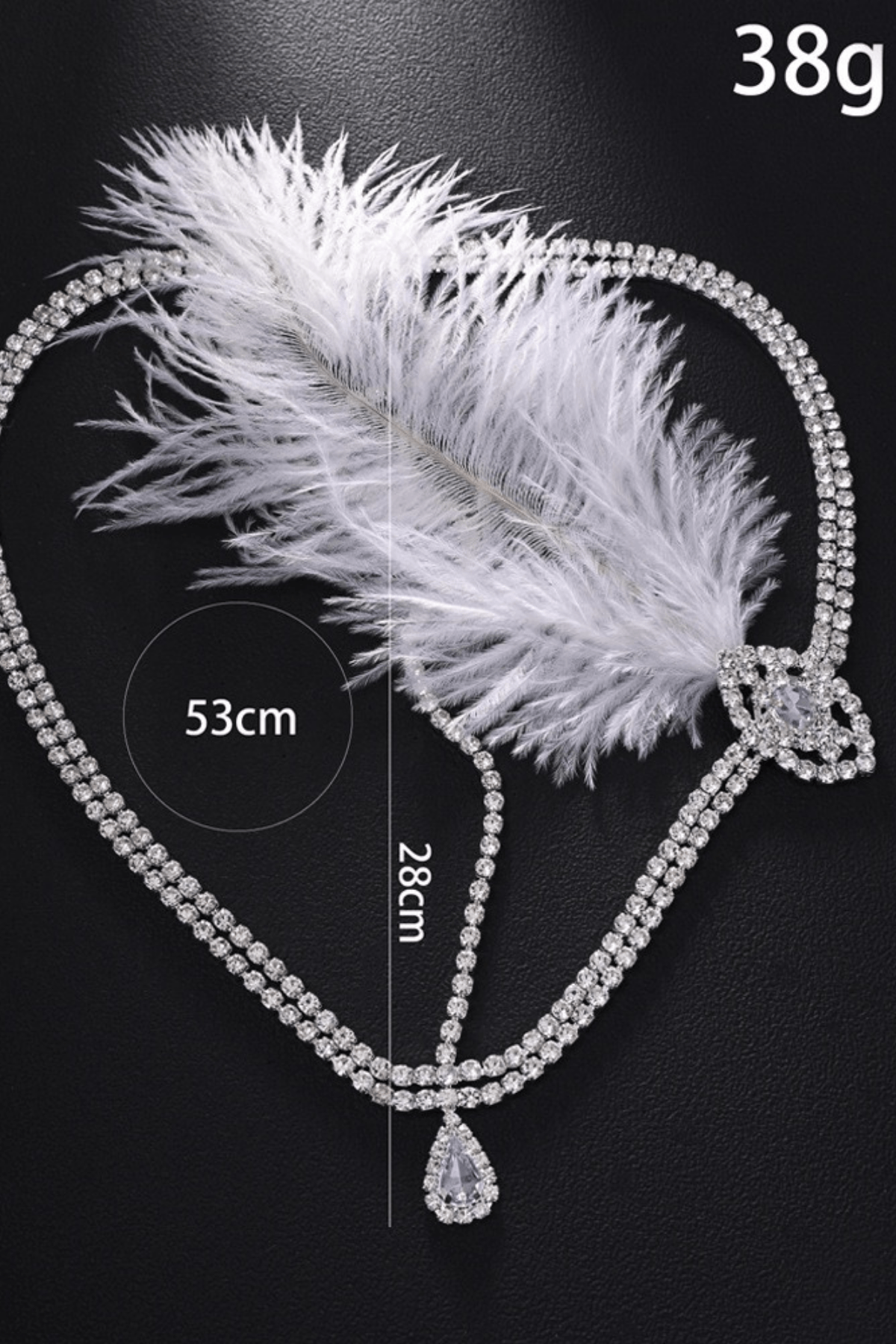 Flapper Rhinestone Feather Forehead Headband