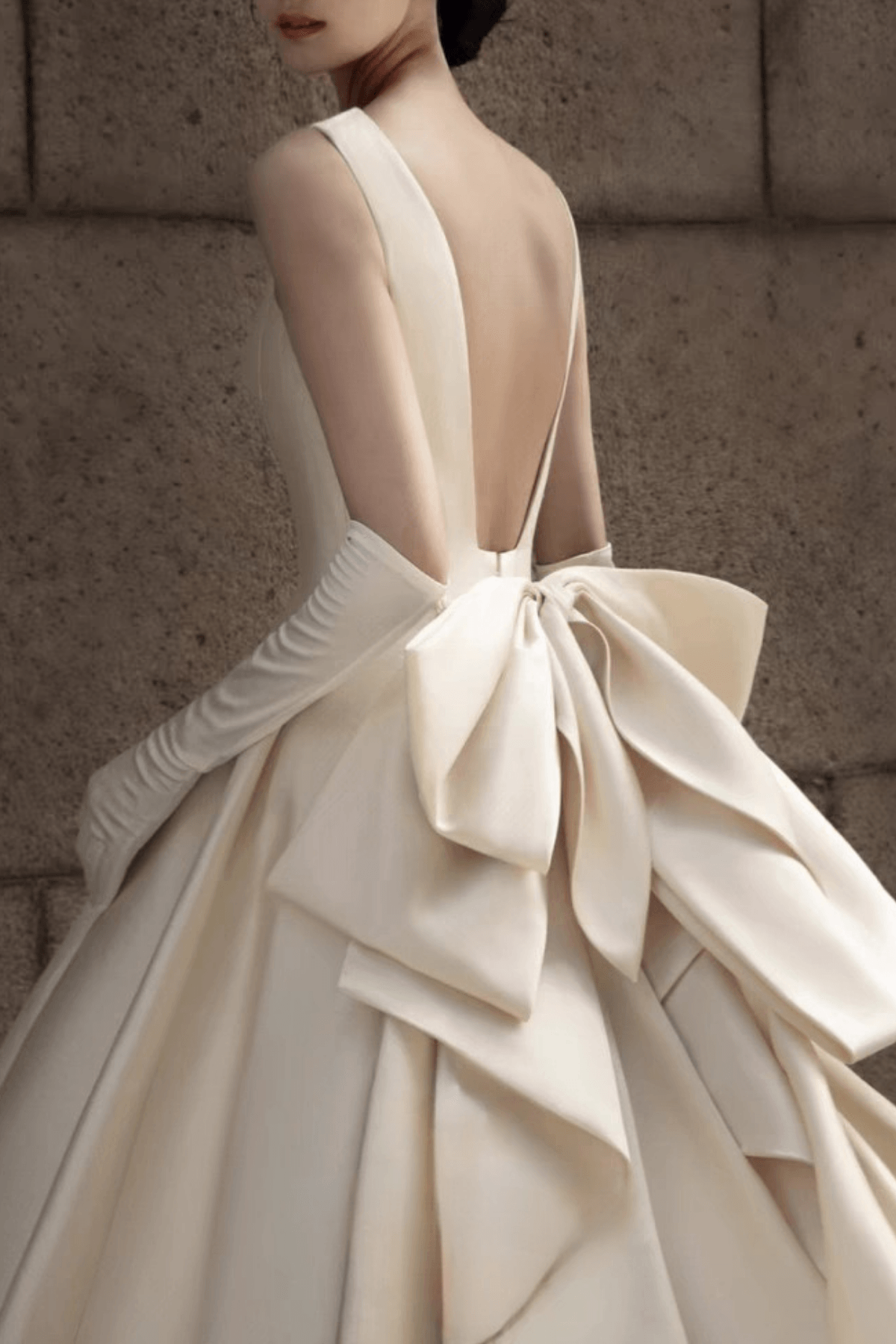 Satin Deep V Ball Gown Wedding Dress