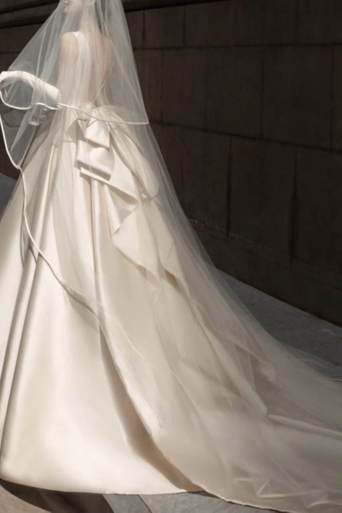 Satin Deep V Ball Gown Wedding Dress