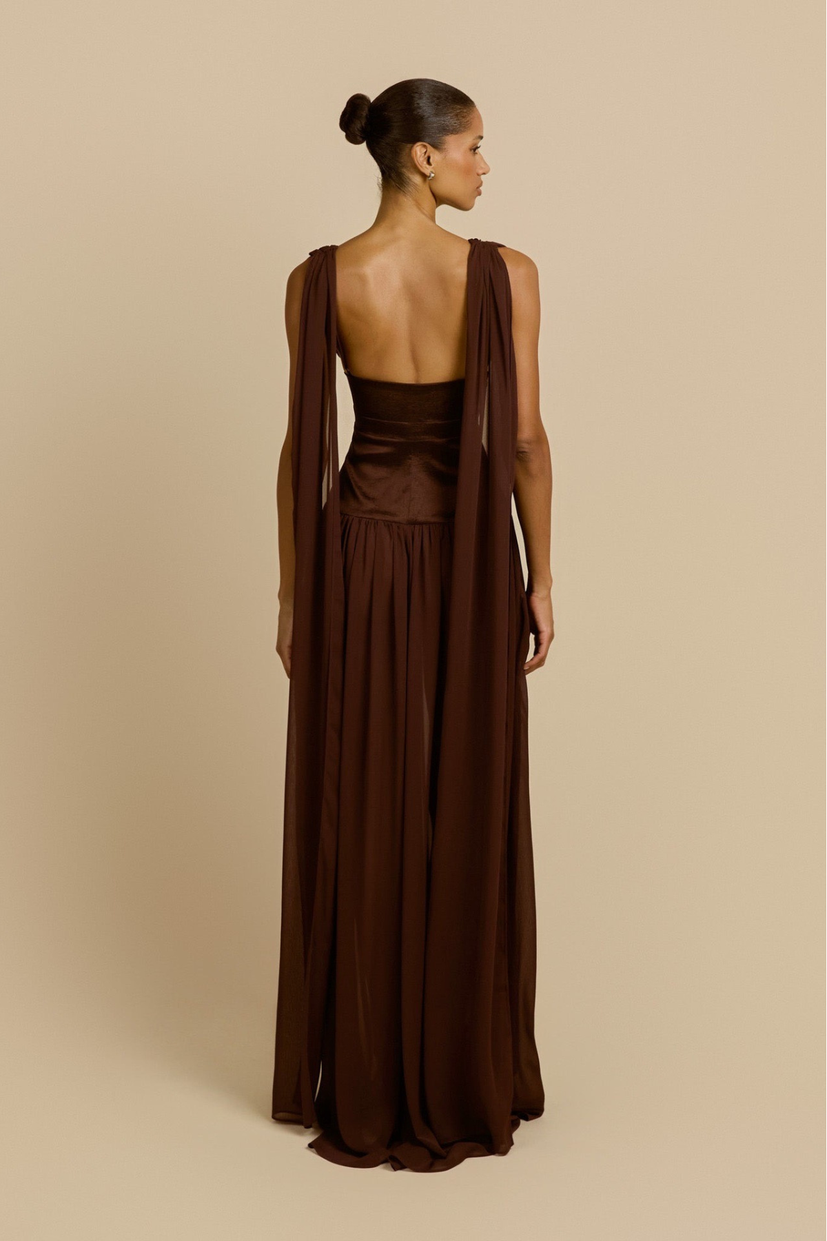 Sleeveless Deep V Satin Waist Flowy Maxi Dress