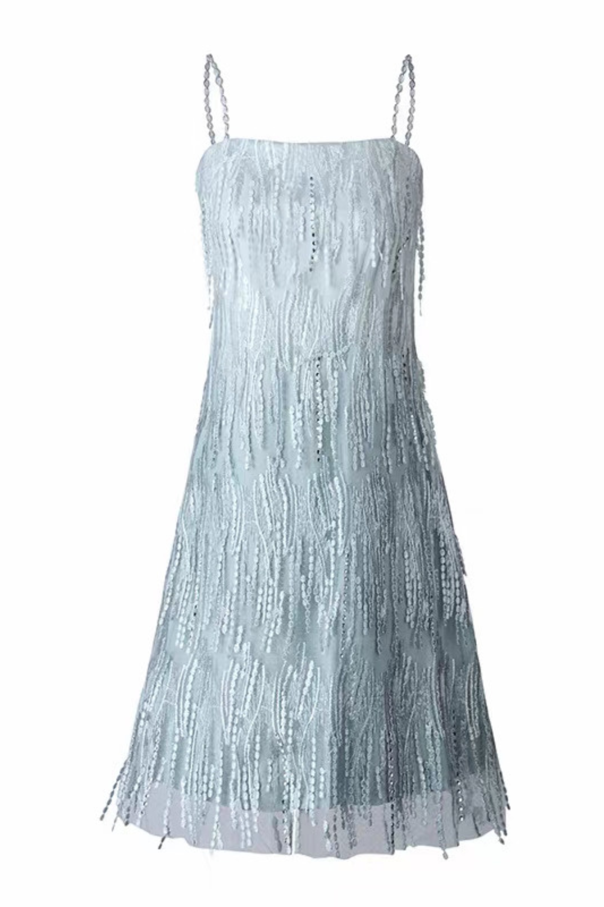 Crystal Bead Fringe Chain Strap Strap Mini Dress