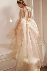 Neck Deep Cut Halter RainSequin Short Gown With Voluminous Train