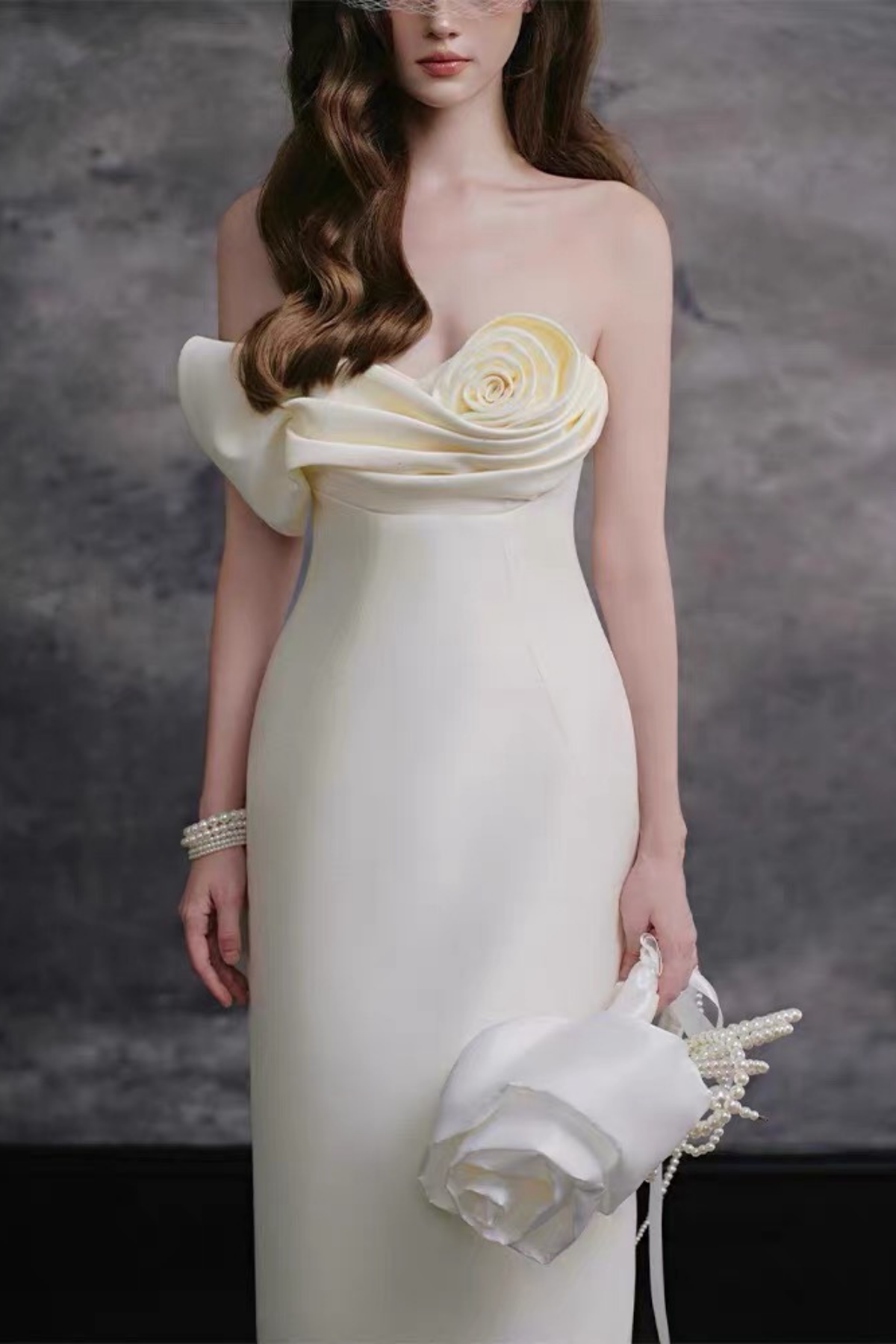 Mary Floral Satin White Dress