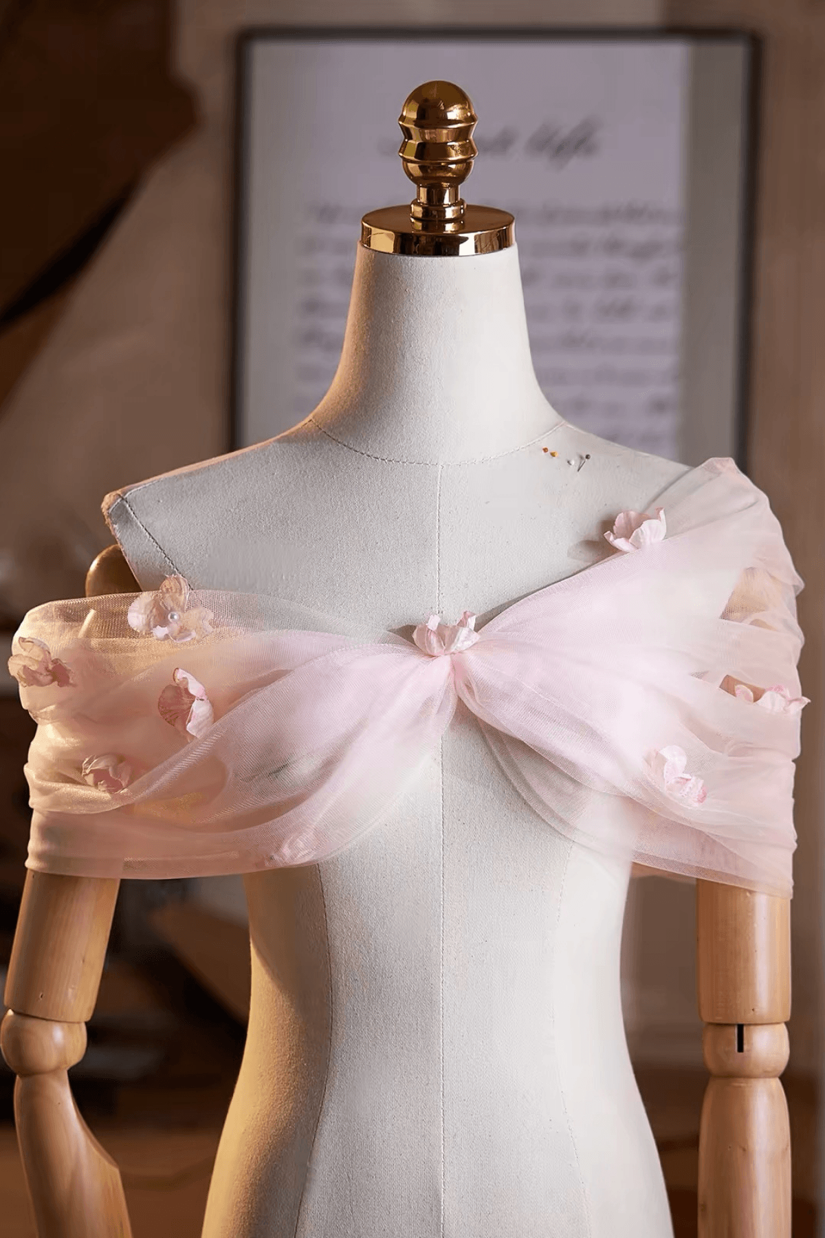 Pink 3D Floral Sheer Off-Shoulder Shawl