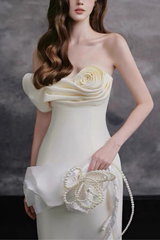 Mary Floral Satin White Dress