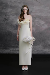 Mary Floral Satin White Dress