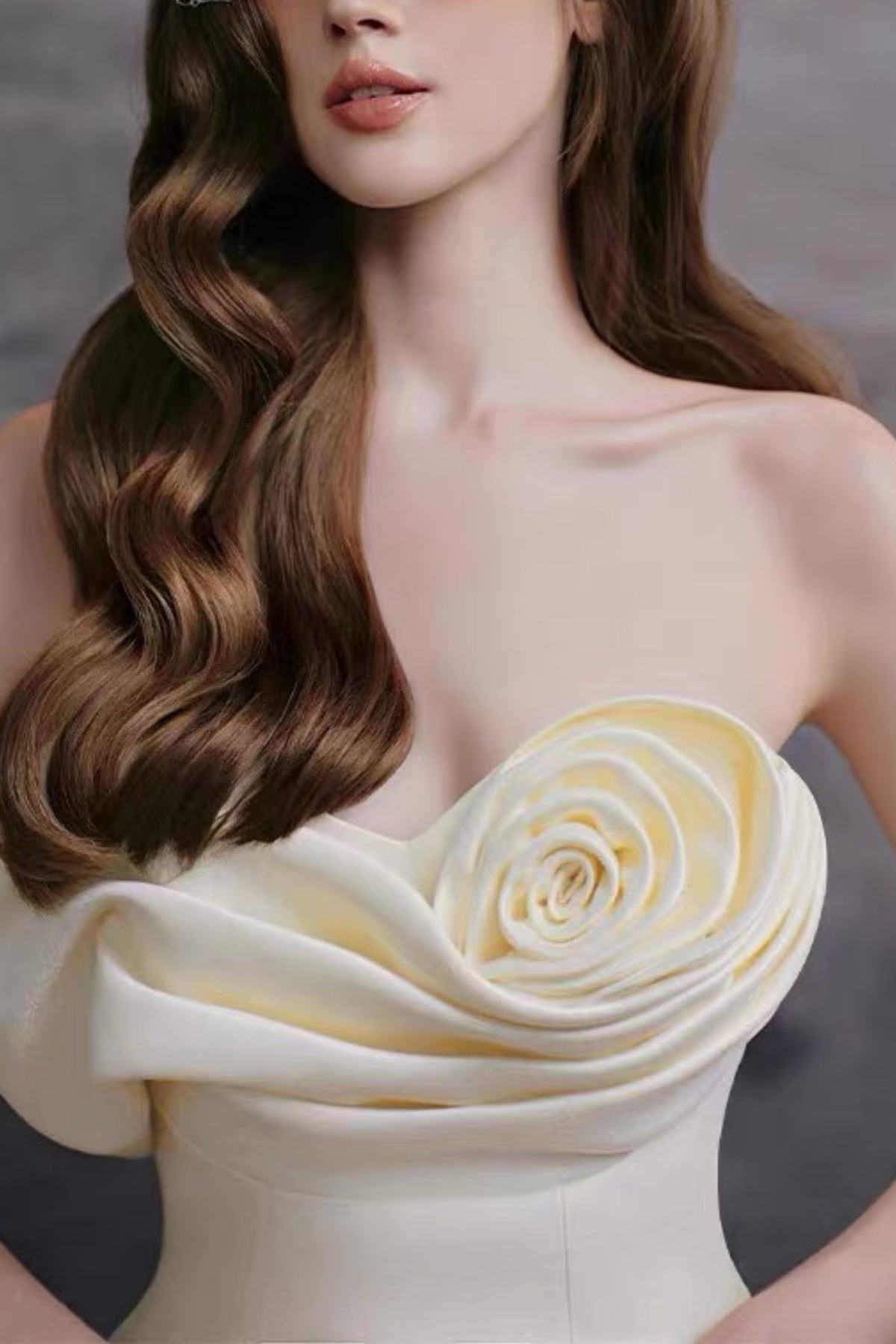 Mary Floral Satin White Dress