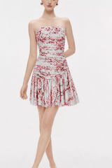 Pink Floral Ruched Mini Dress