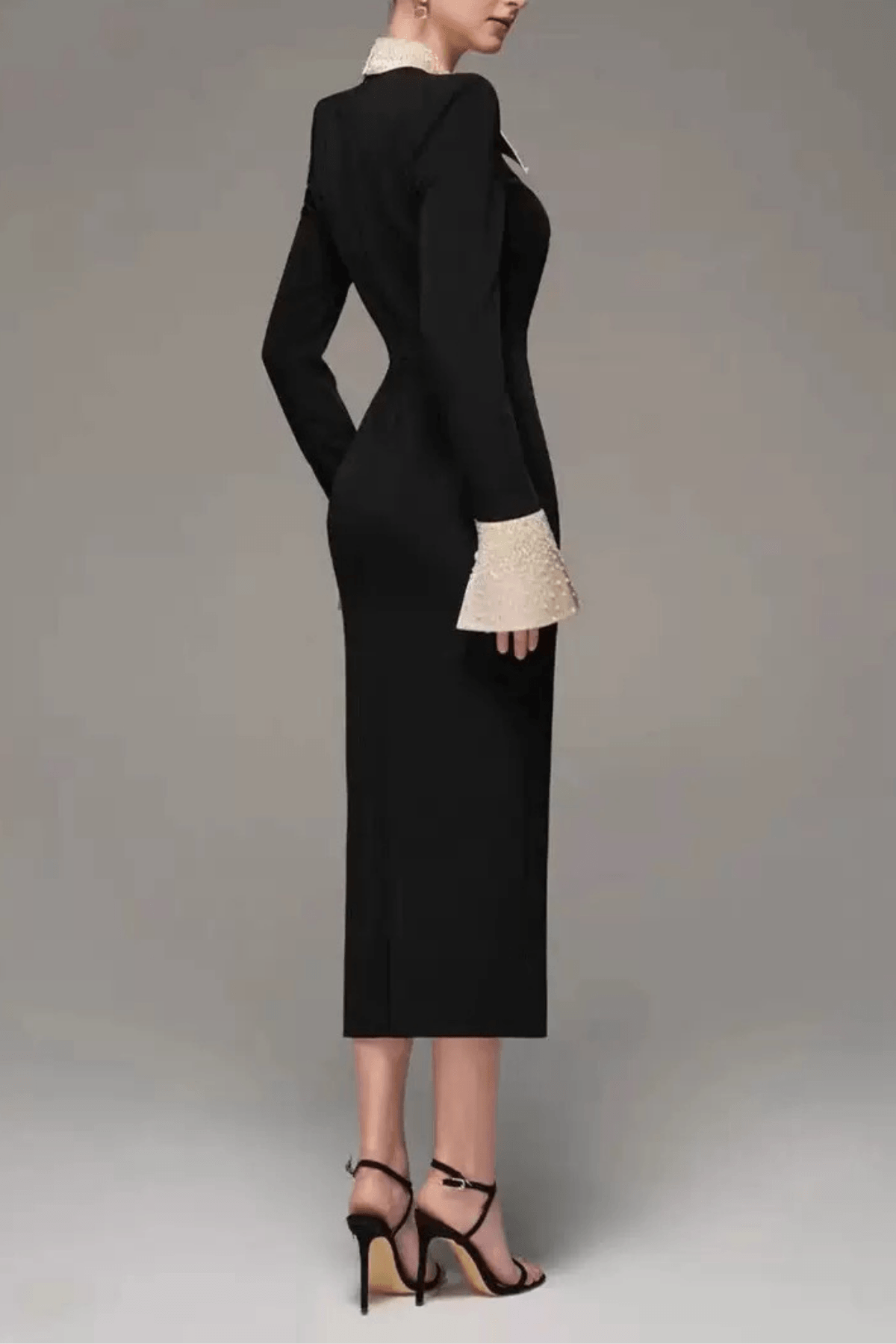 Black Collar Long Sleeve Dress