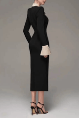 Black Collar Long Sleeve Dress