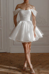 Detachable Straps Mini Dress in Light Lvory