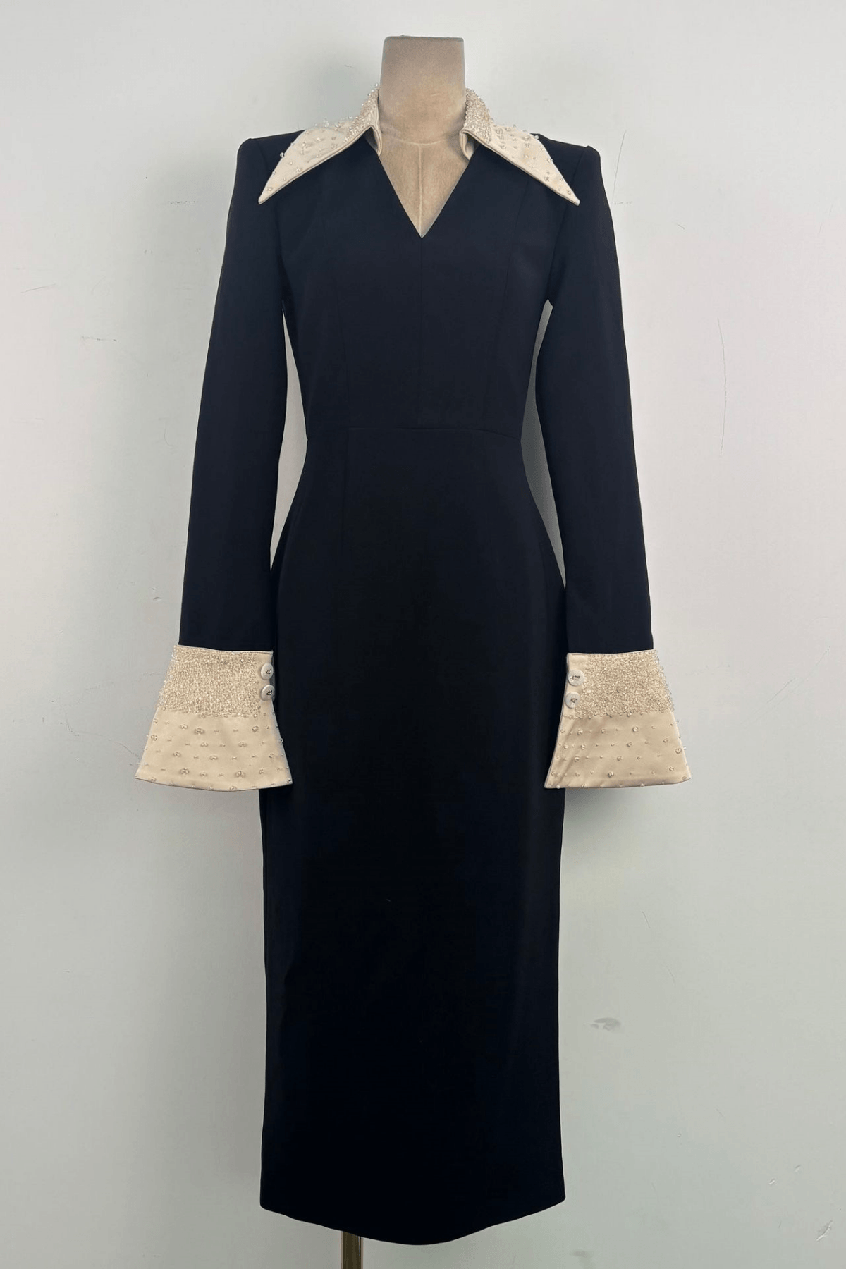 Black Collar Long Sleeve Dress