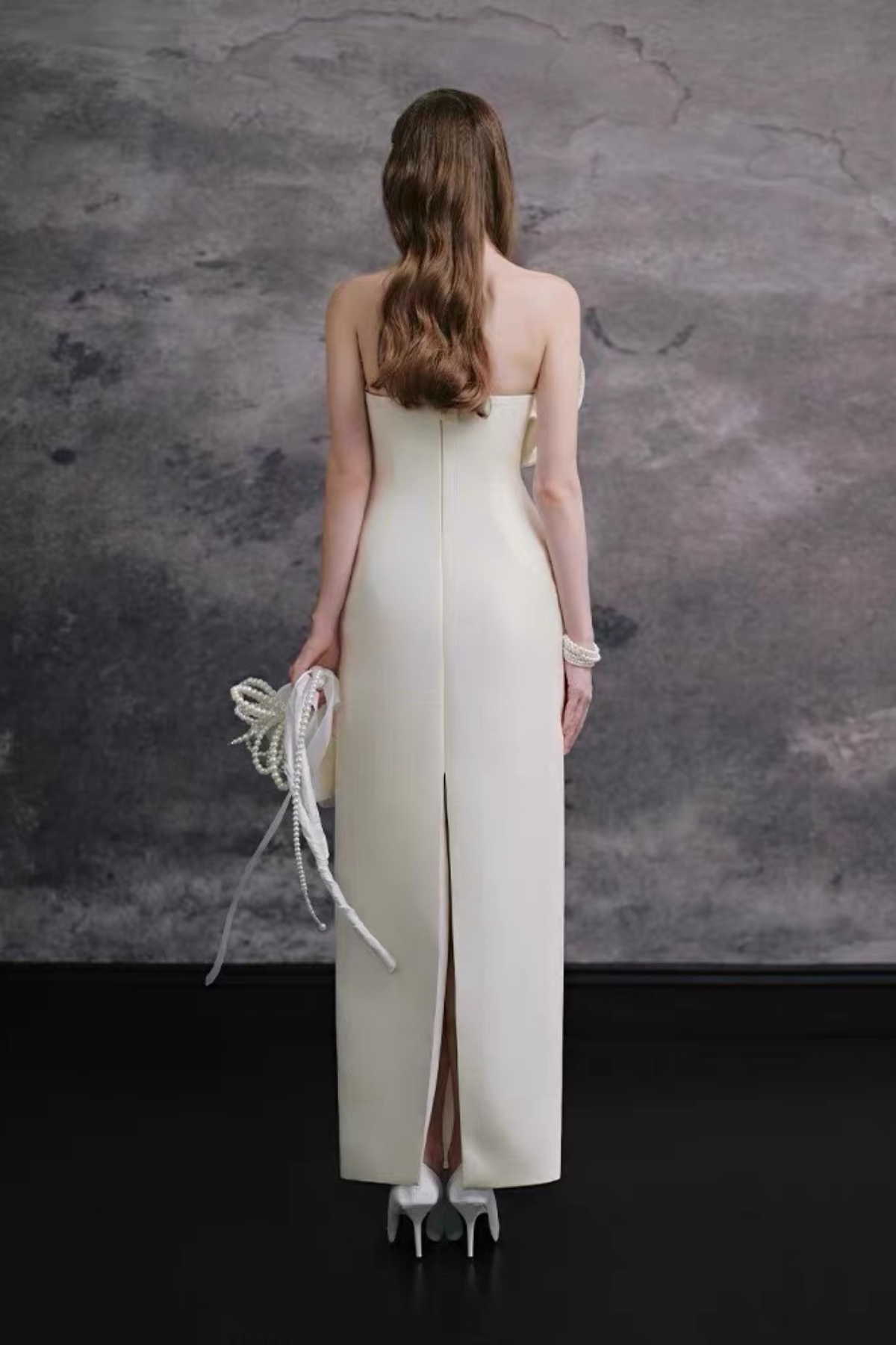 Mary Floral Satin White Dress