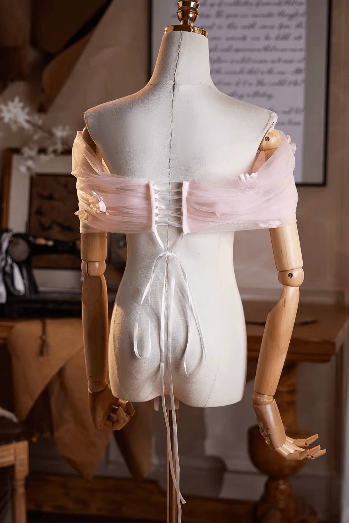 Pink 3D Floral Sheer Off-Shoulder Shawl