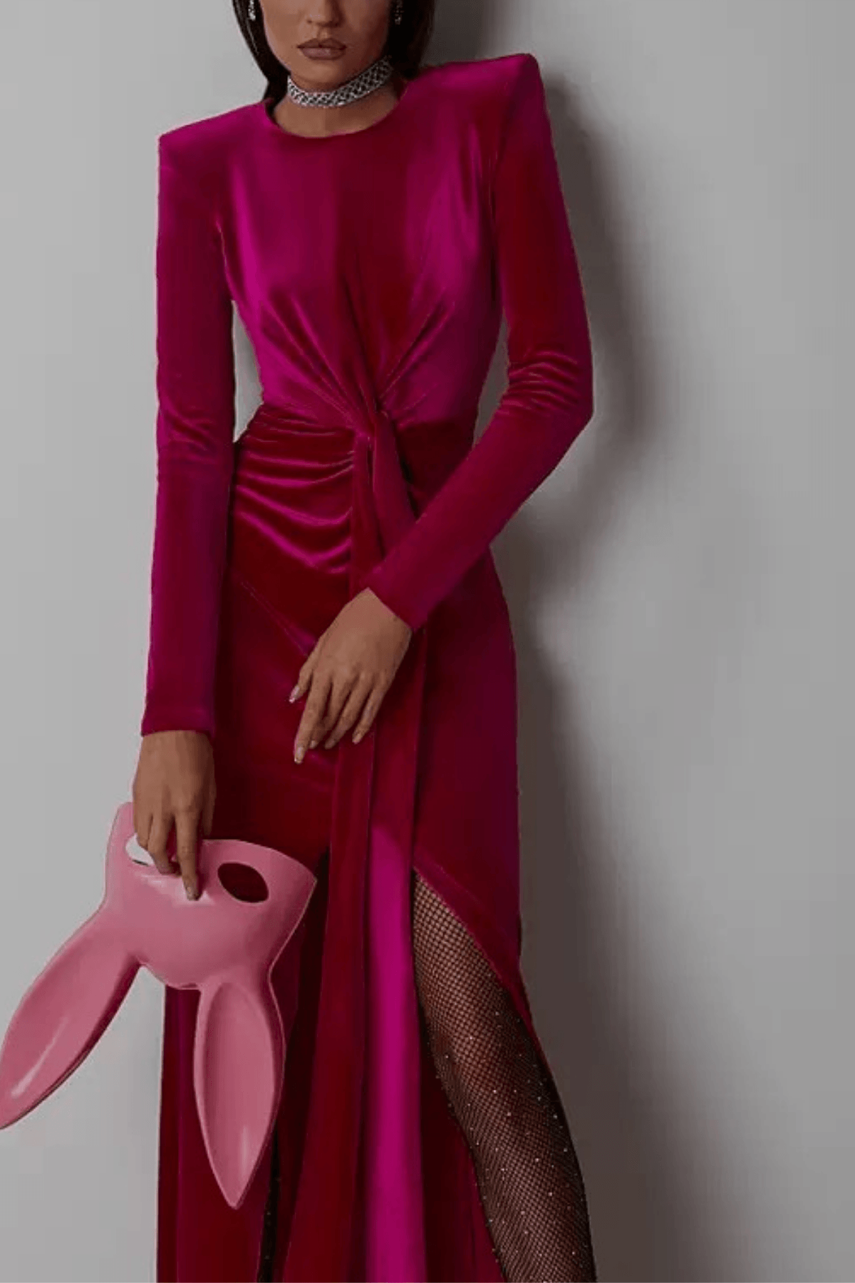 Ruched Knot Long Sleeve Dress