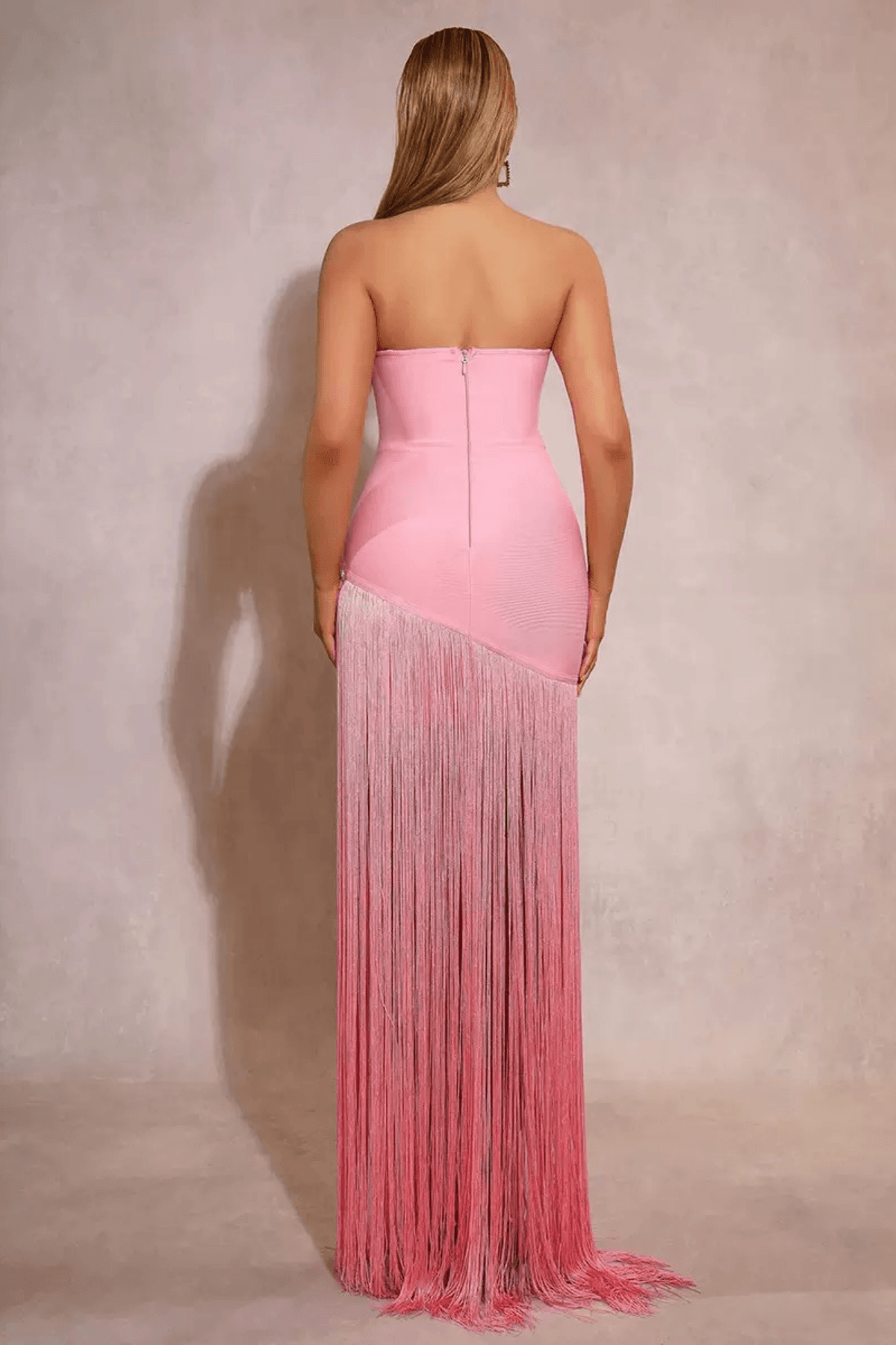 Pink 3D Floral Fringe Dress