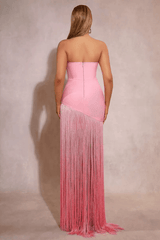 Pink 3D Floral Fringe Dress