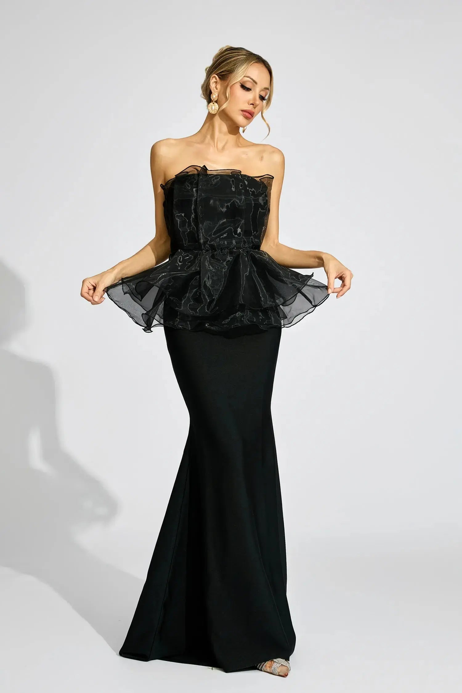 Black Peplum Maxi Dress