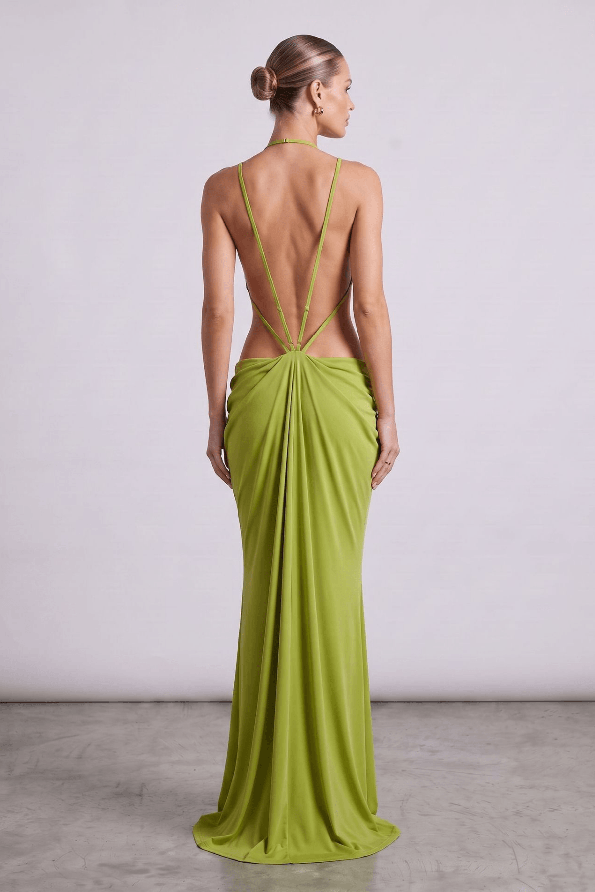 Halter Neck Cut Out Bodycon Maxi Evening Dress