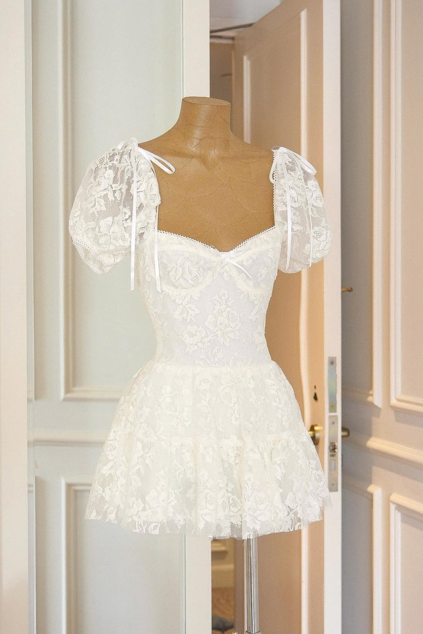 Puff Lace Mini Dress