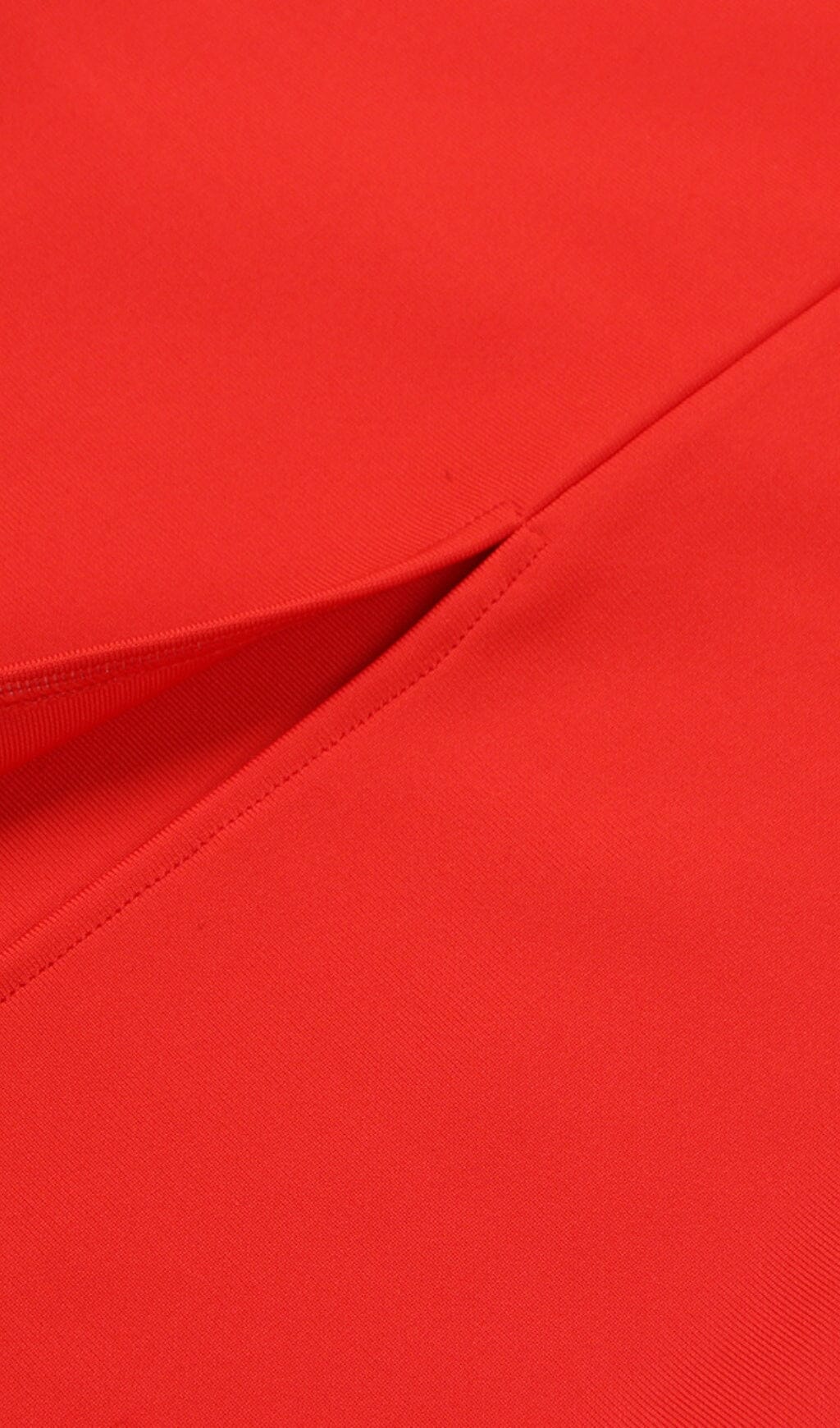Stretch Feather Trimmed Gown in Red